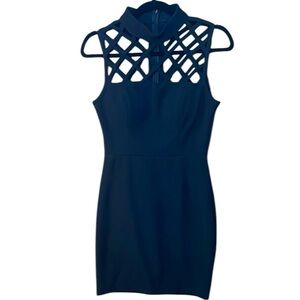 Lily Rose LBD High Neck Cutout Sheath Dress Women's Small Black Color Zip up